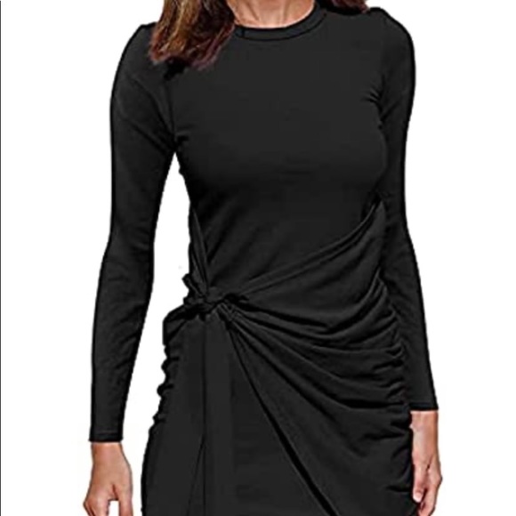 Women's VNeck Dress Tie Waist Ruched Bodycon Mini Dress
( brand new in package ) - Picture 3 of 5